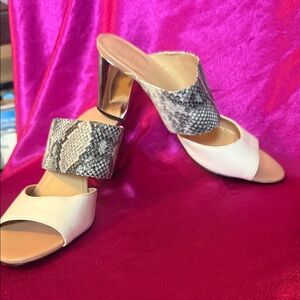 Expressions size 10 Stylish White and Snake Print Women's Heels